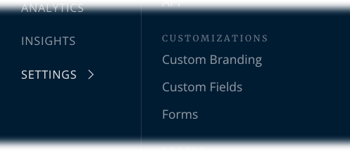 Forms link in the Settings menu