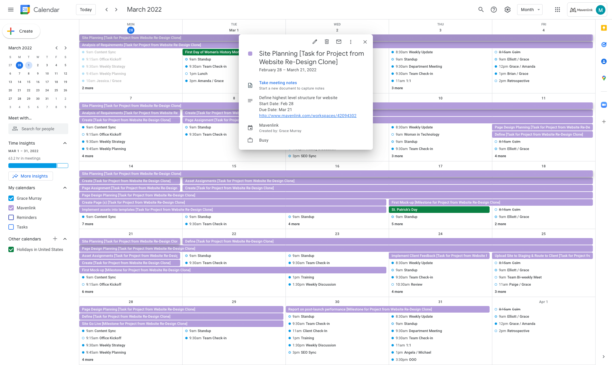 Google Calendar integration example